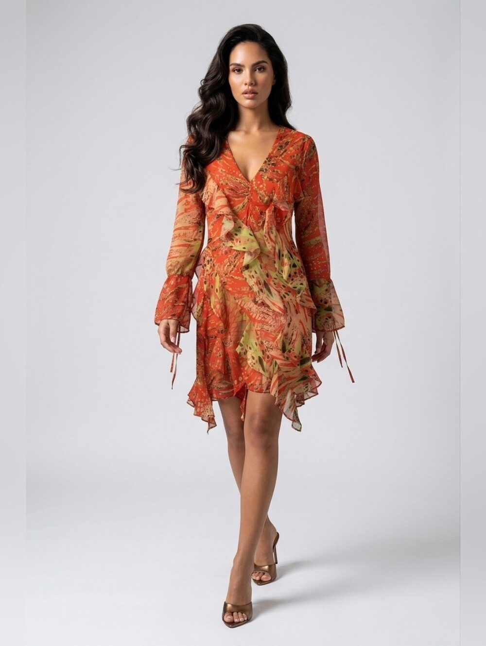 Walter Baker Red Abstract Print Dress